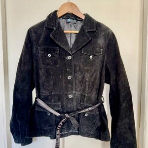Black Suede Belted Jacket